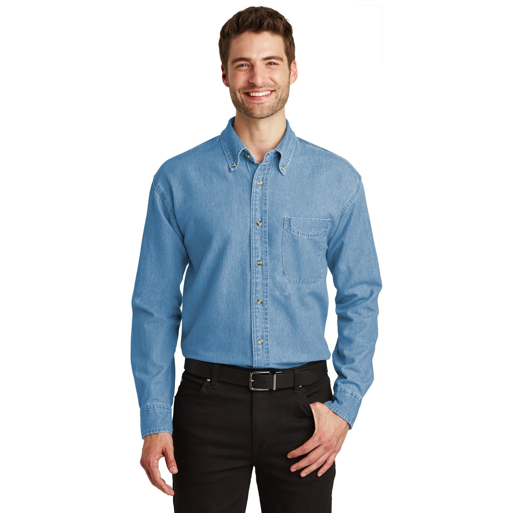Port Authority-Port Authority® Tall Long Sleeve Denim Shirt. TLS600-MedTech-1